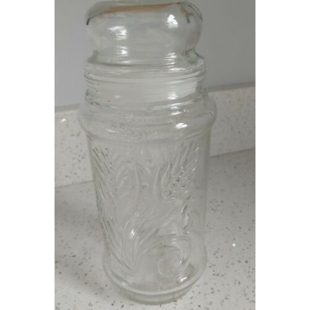 Vintage 1980’s Planters Mr Peanut Clear Glass Jar Canister Container Wheat
